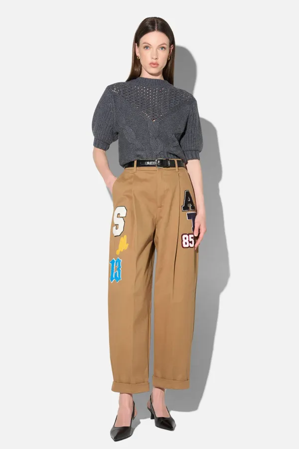Camel Katoenen Paperbag Broek Steekzakken Patches Barrel Balti