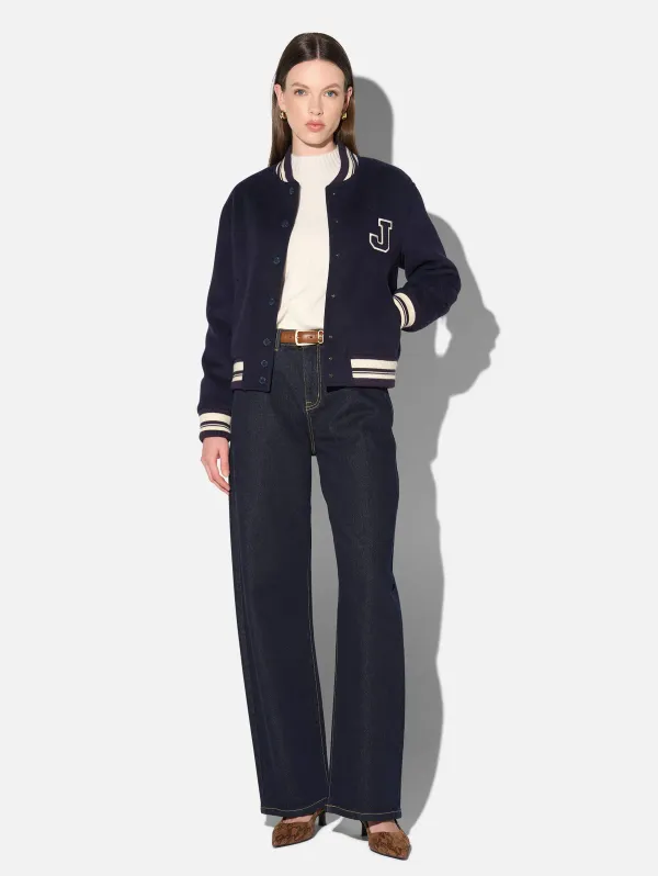 Cashmere Bomberjack Dames Double Faced Beige Collin Navy Blauw