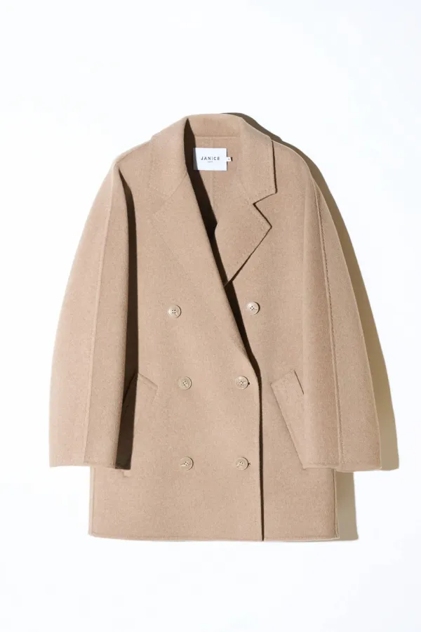 cashmere caban jas dames double face kennedy beige