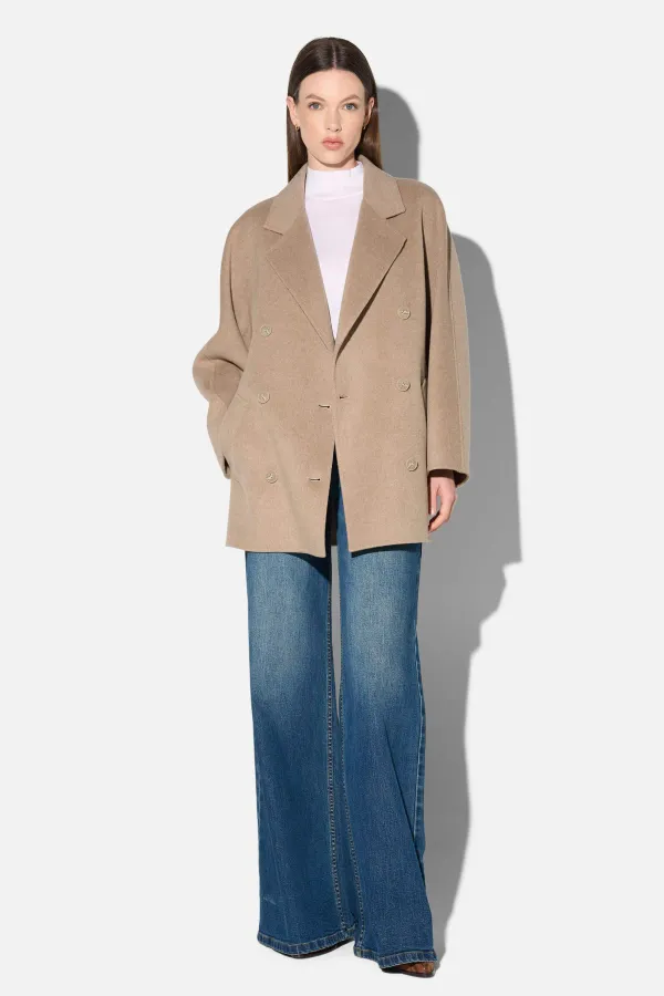 cashmere caban jas dames double face kennedy beige