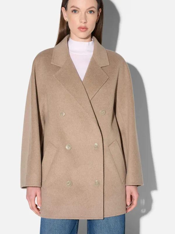 cashmere caban jas dames double face kennedy beige
