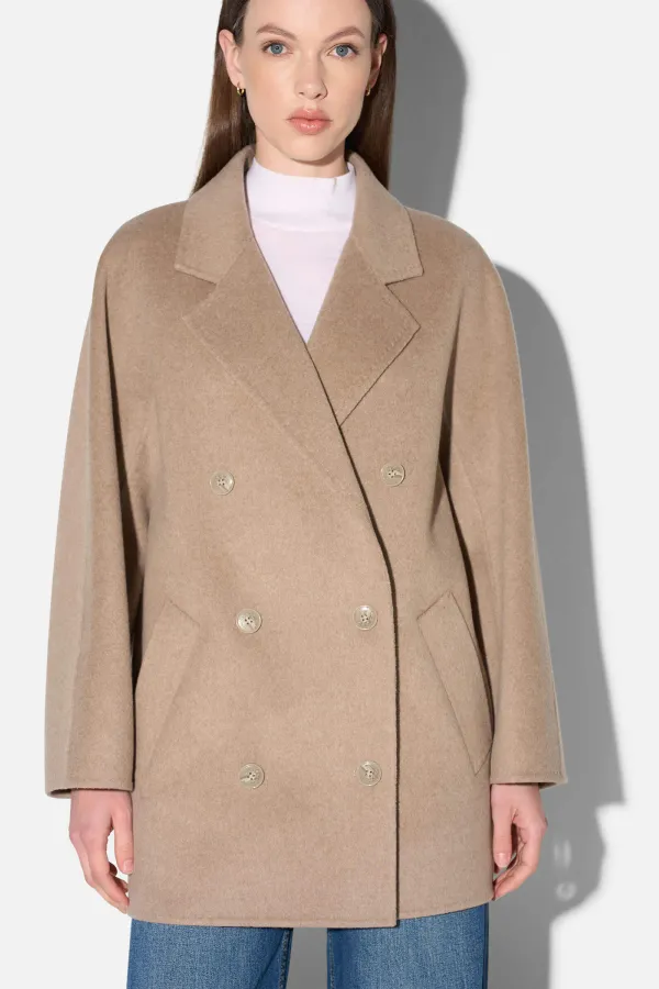 cashmere caban jas dames double face kennedy beige