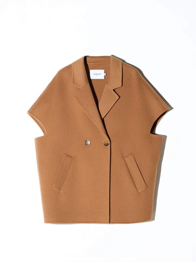 Cashmere Cape Dames Jas Knopen Archie Cognac