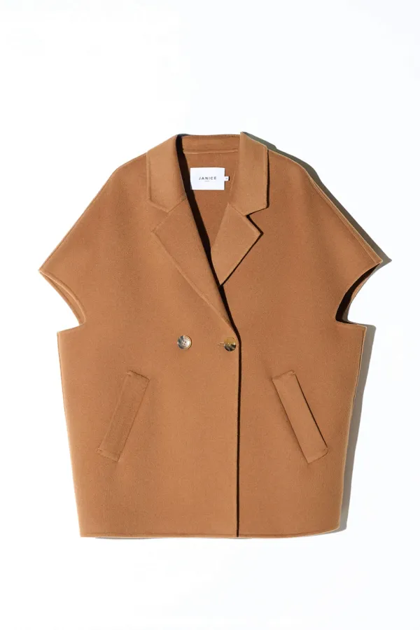 Cashmere Cape Dames Jas Knopen Archie Cognac
