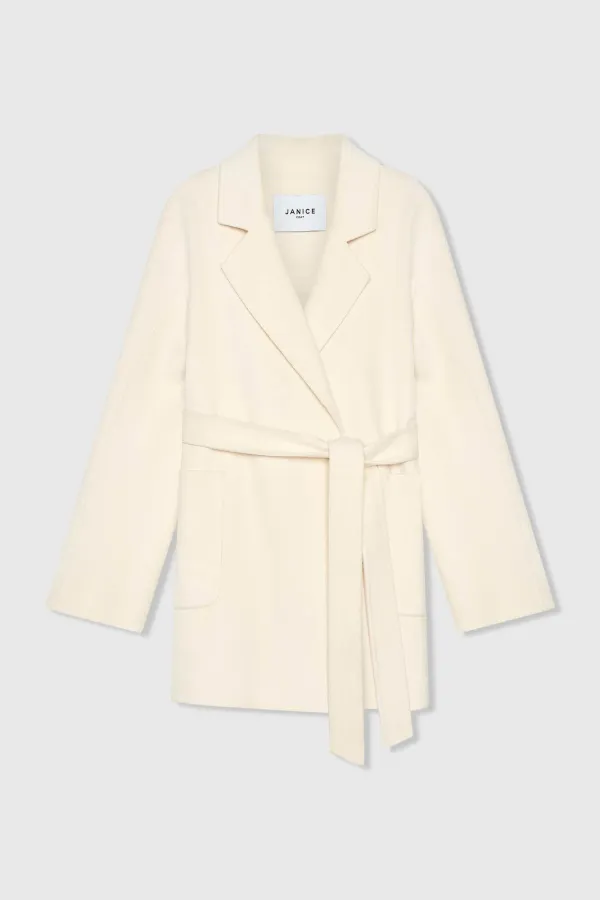 Cashmere Dames Jas Double Face Calvin Off White