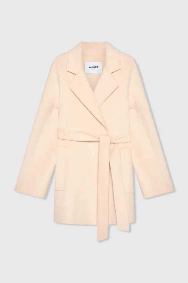 Cashmere Dames Jas Double Face Calvin Peach