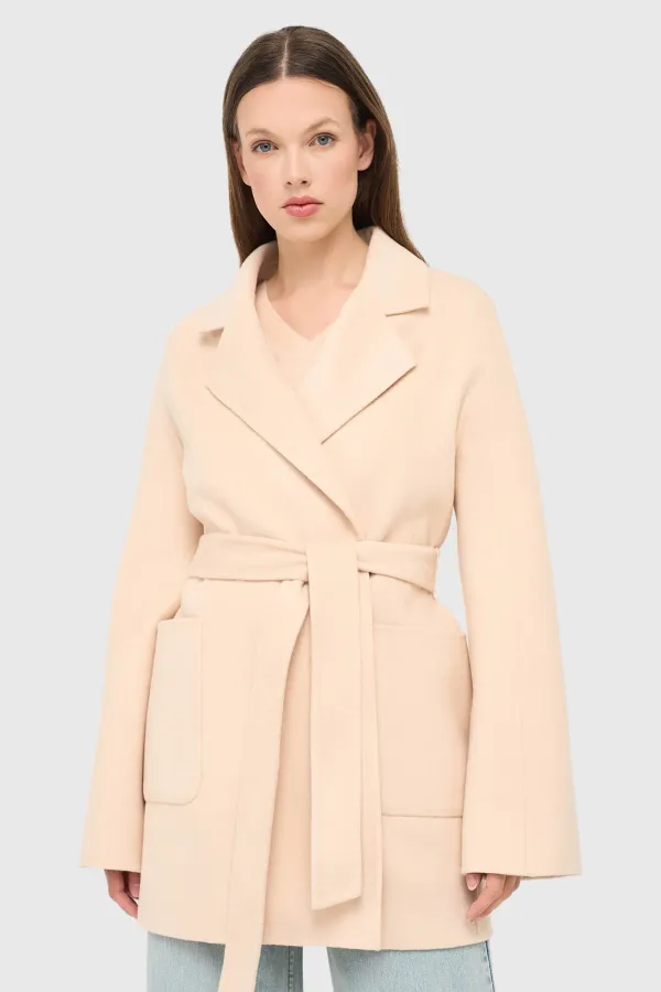 Cashmere Dames Jas Double Face Calvin Peach