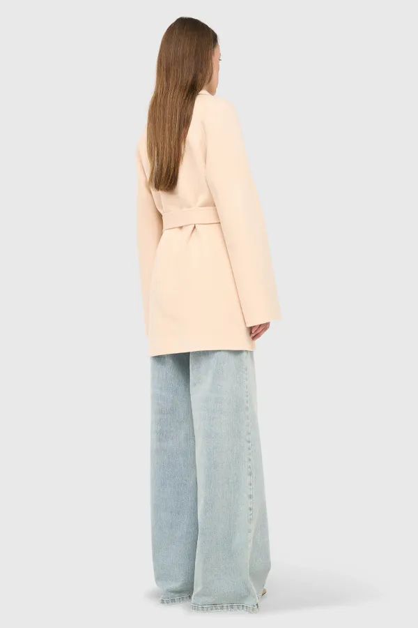 Cashmere Dames Jas Double Face Calvin Peach