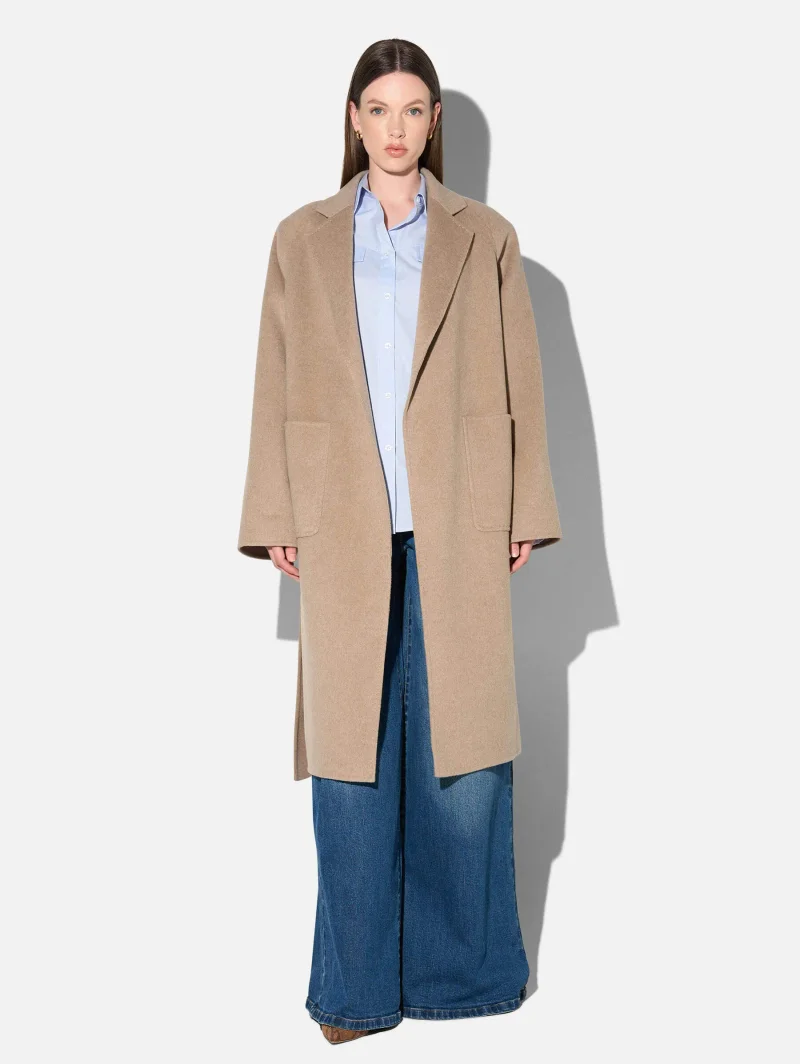 Cashmere Dames Jas Lang Double Face Jules Beige