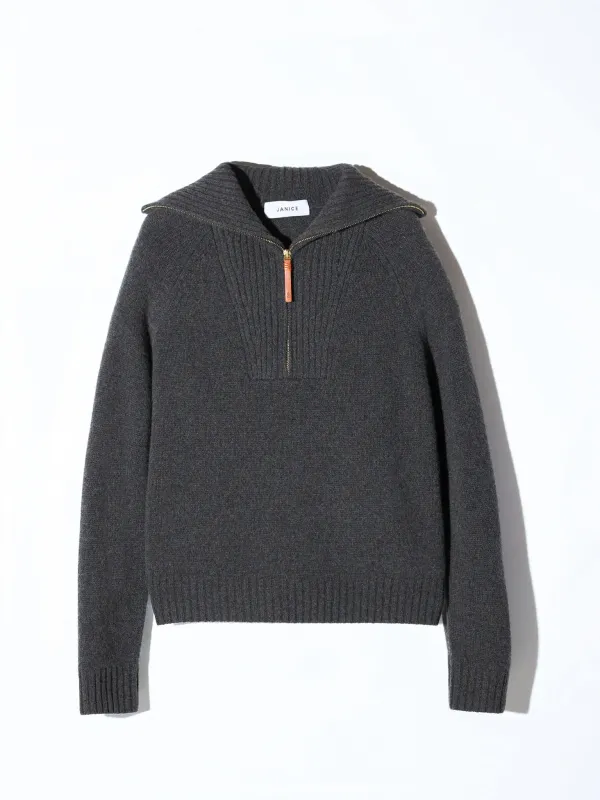 Cashmere Dames Trui Grijs Rits Yonas