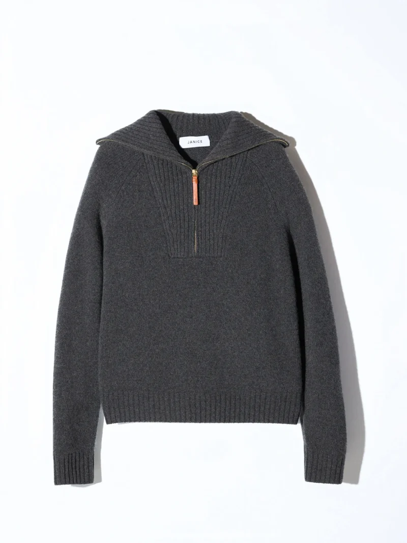 Cashmere Dames Trui Grijs Rits Yonas