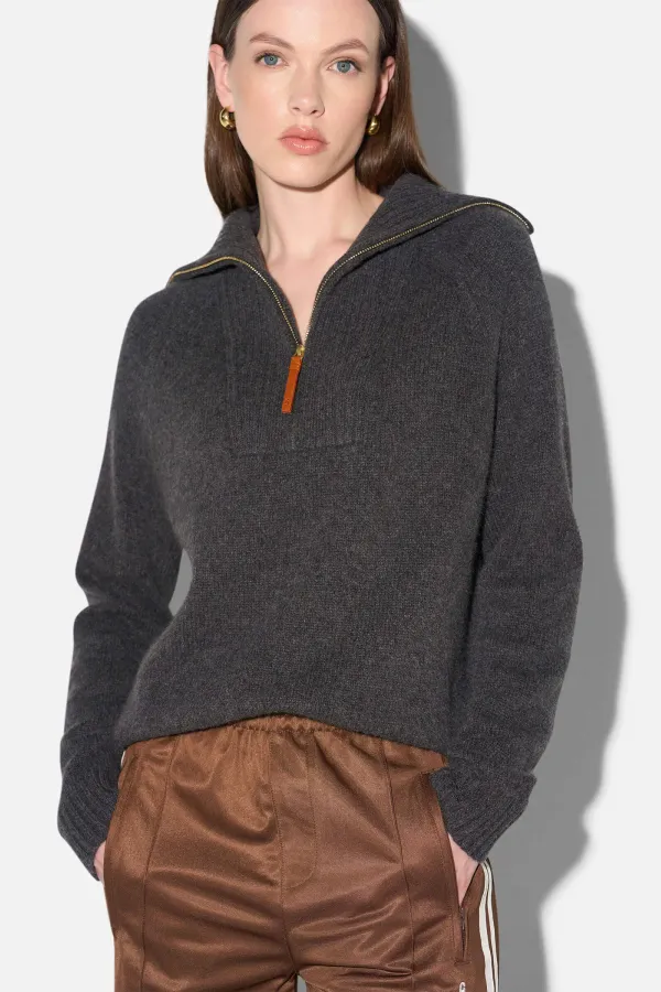 Cashmere Dames Trui Grijs Rits Yonas