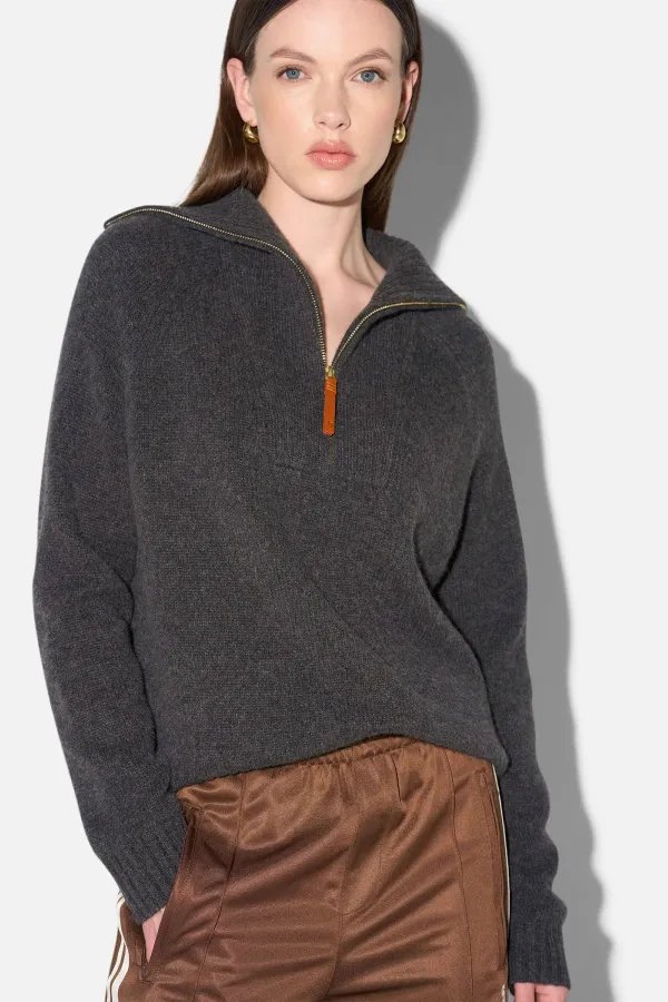 Cashmere Dames Trui Grijs Rits Yonas