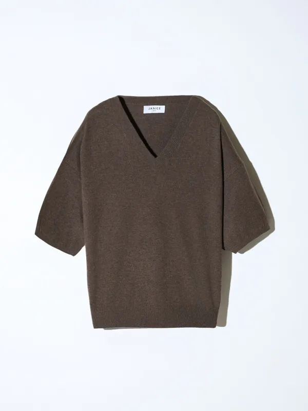 Cashmere Dames Trui V Hals Romeo Bruin