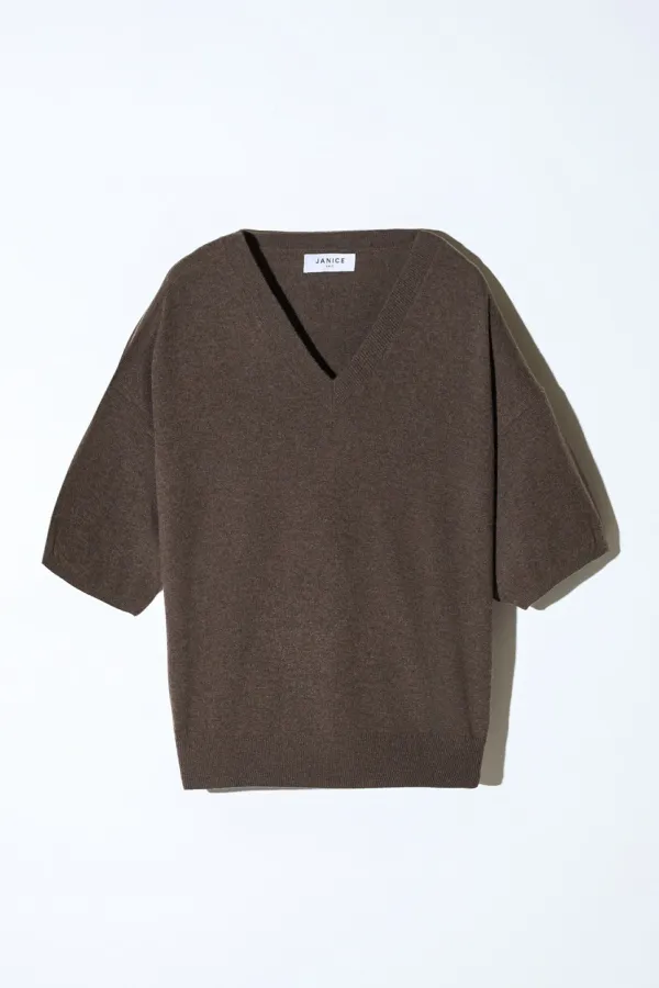 Cashmere Dames Trui V Hals Romeo Bruin
