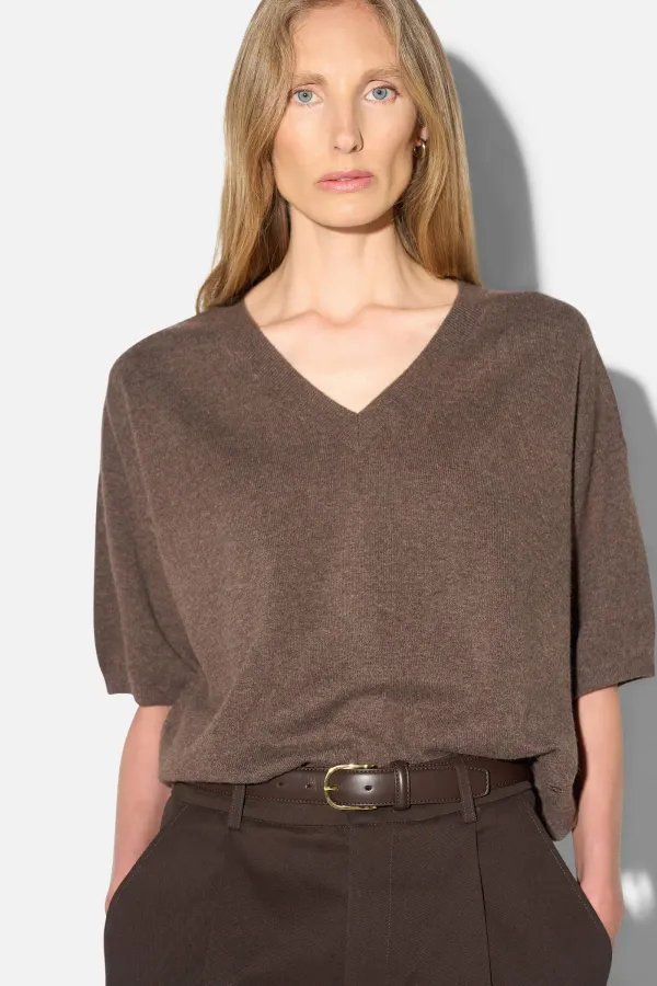 Cashmere Dames Trui V Hals Romeo Bruin