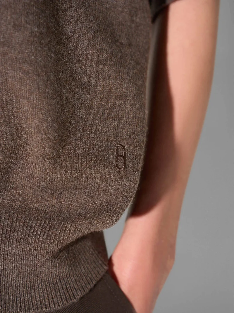 Cashmere Dames Trui V Hals Romeo Bruin