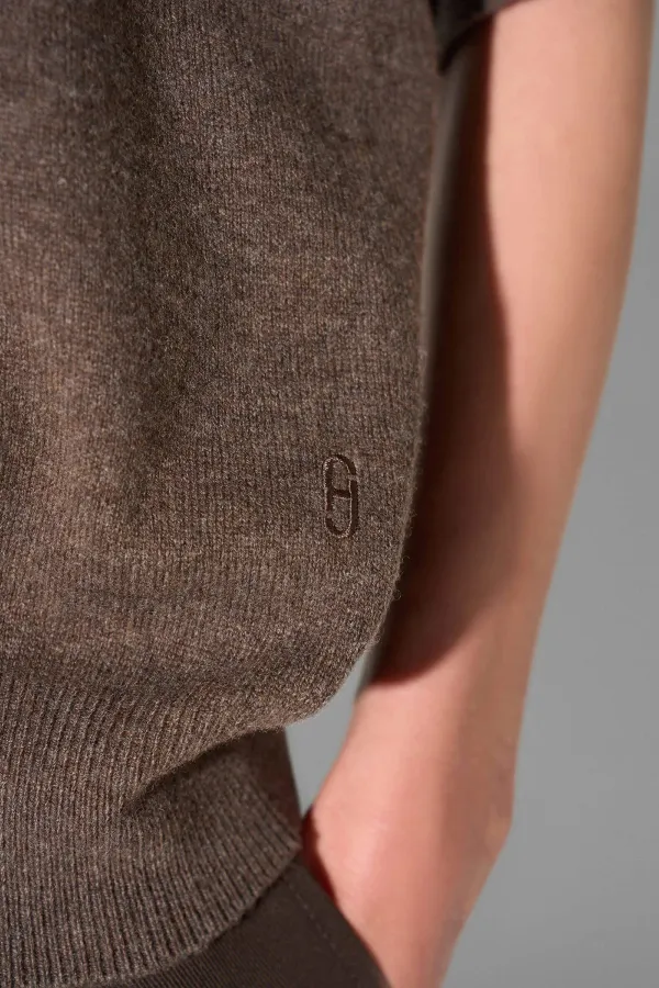Cashmere Dames Trui V Hals Romeo Bruin