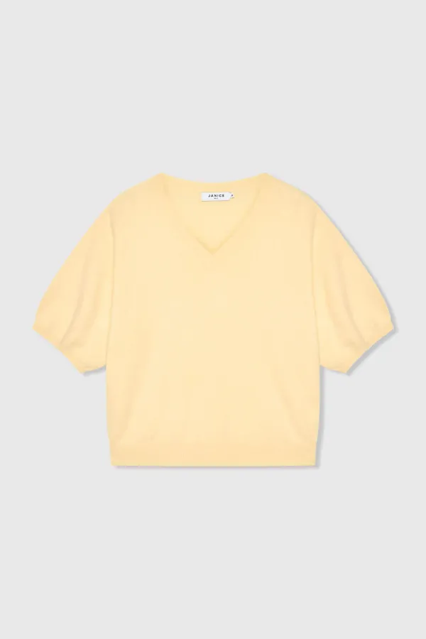 Cashmere Dames Trui V Hals Romeo Geel