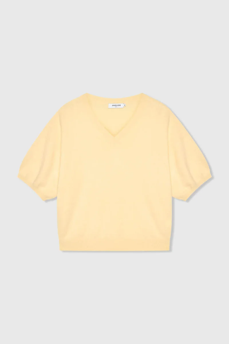 Cashmere Dames Trui V Hals Romeo Geel