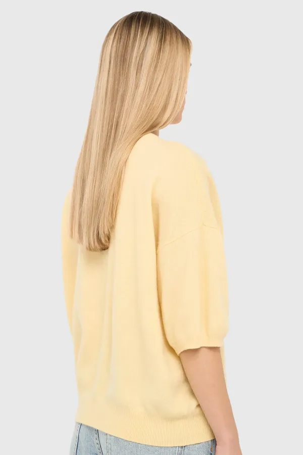 Cashmere Dames Trui V Hals Romeo Geel