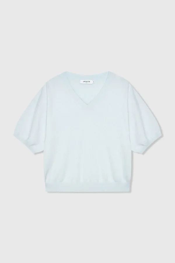Cashmere Dames Trui V Hals Romeo Licht Blauw