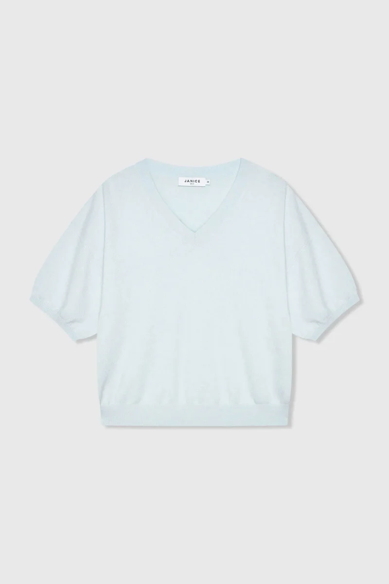 Cashmere Dames Trui V Hals Romeo Licht Blauw