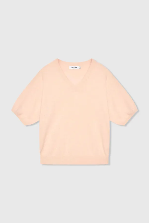 Cashmere Dames Trui V Hals Romeo Peach Lurex