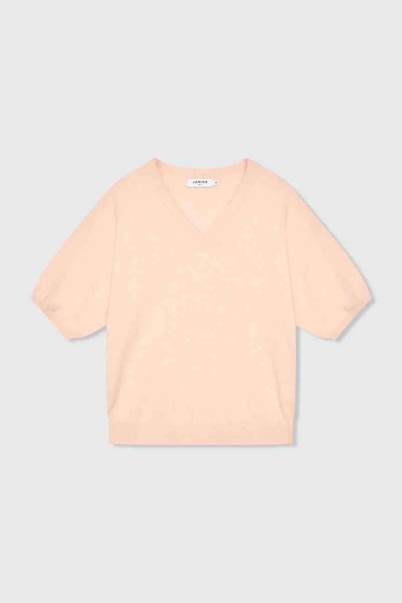 Cashmere Dames Trui V Hals Romeo Peach Lurex