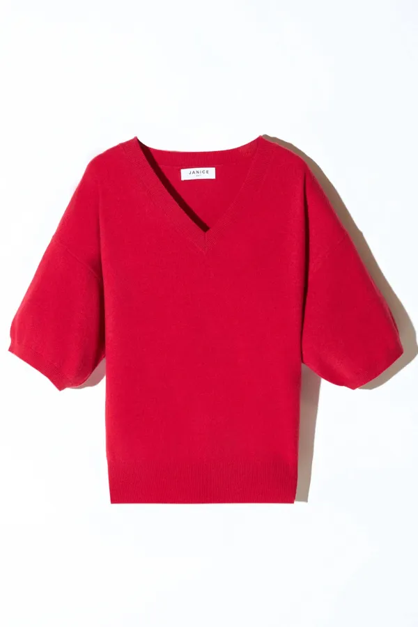 Cashmere Dames Trui V Hals Romeo Rood