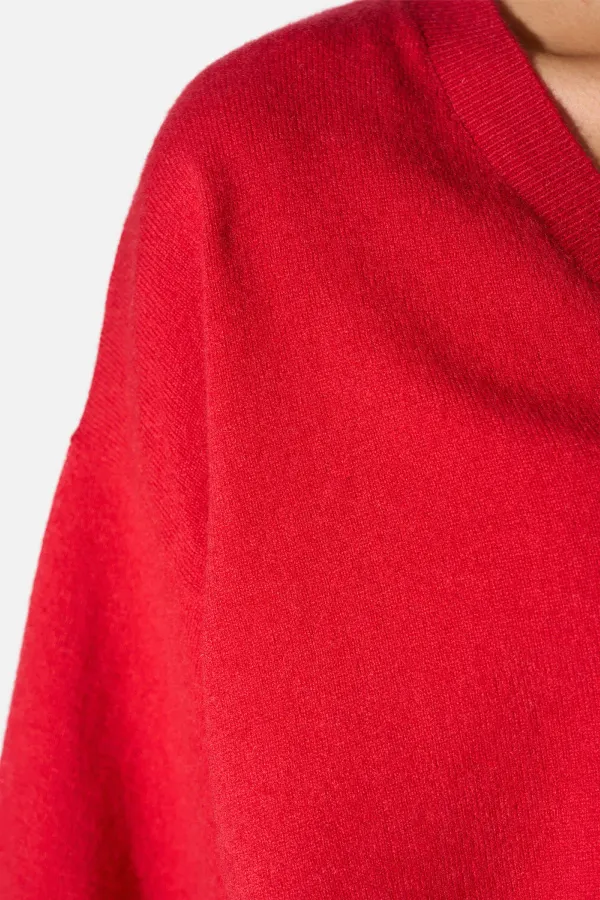 Cashmere Dames Trui V Hals Romeo Rood