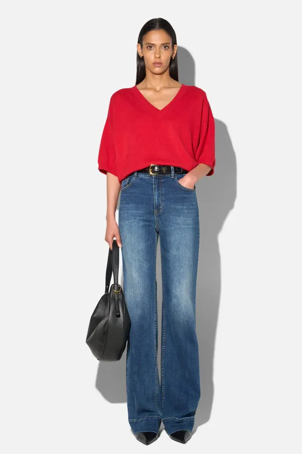 Cashmere Dames Trui V Hals Romeo Rood
