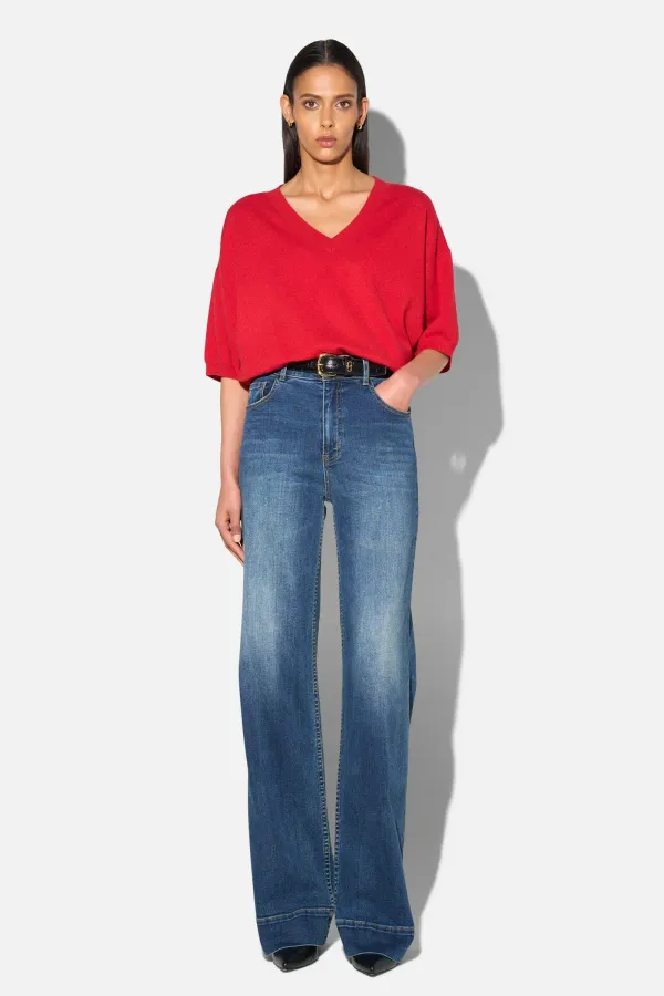 Cashmere Dames Trui V Hals Romeo Rood