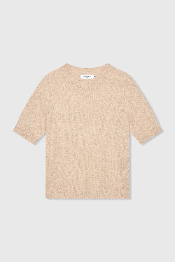 Cashmere Dames Truitje Korte Mouw Beige Eloi
