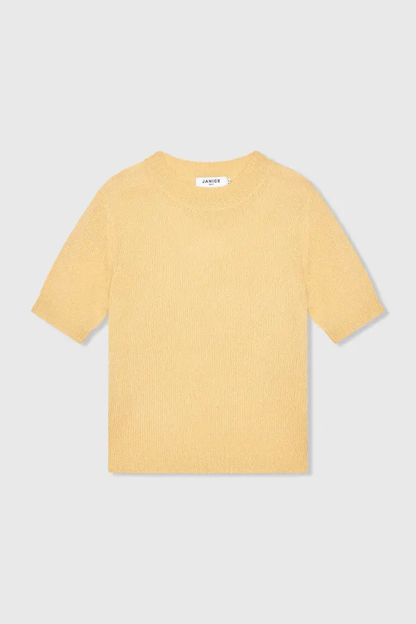 Cashmere Dames Truitje Korte Mouw Geel Eloi
