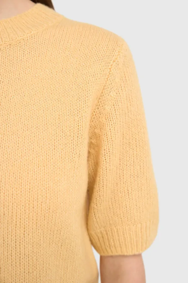 Cashmere Dames Truitje Korte Mouw Geel Eloi