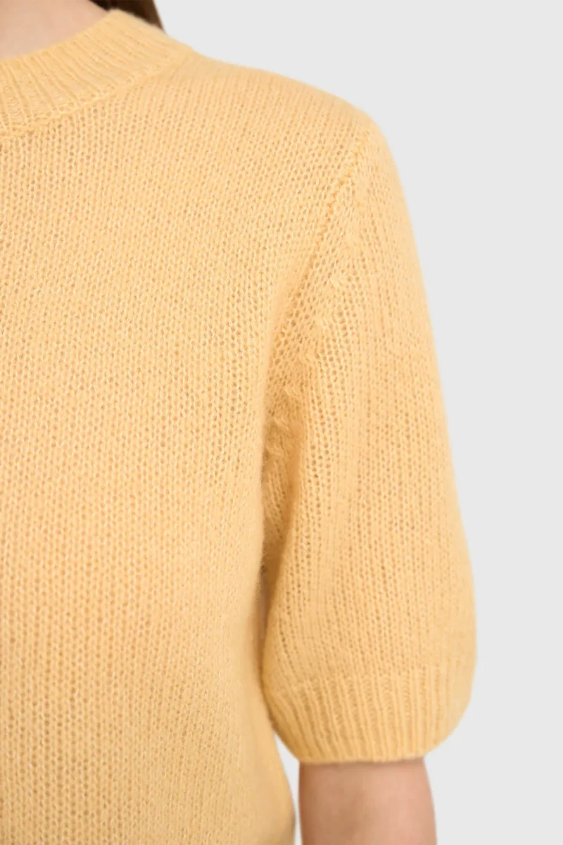 Cashmere Dames Truitje Korte Mouw Geel Eloi