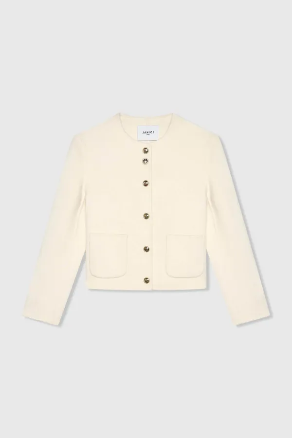 Cashmere Jas Dames Kort Vince Double Face Off White