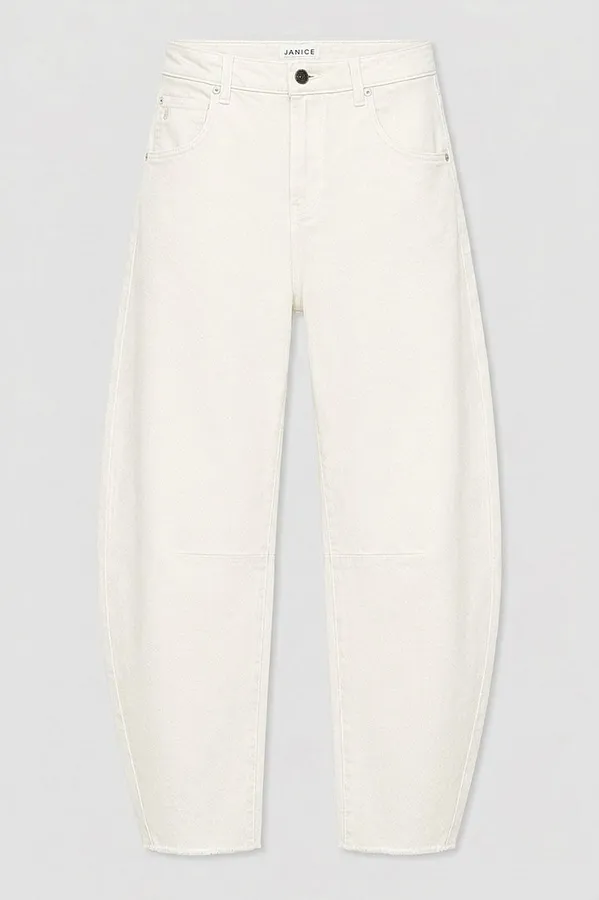 Barrel Jeans Dames Midrise Wit 183 Billy