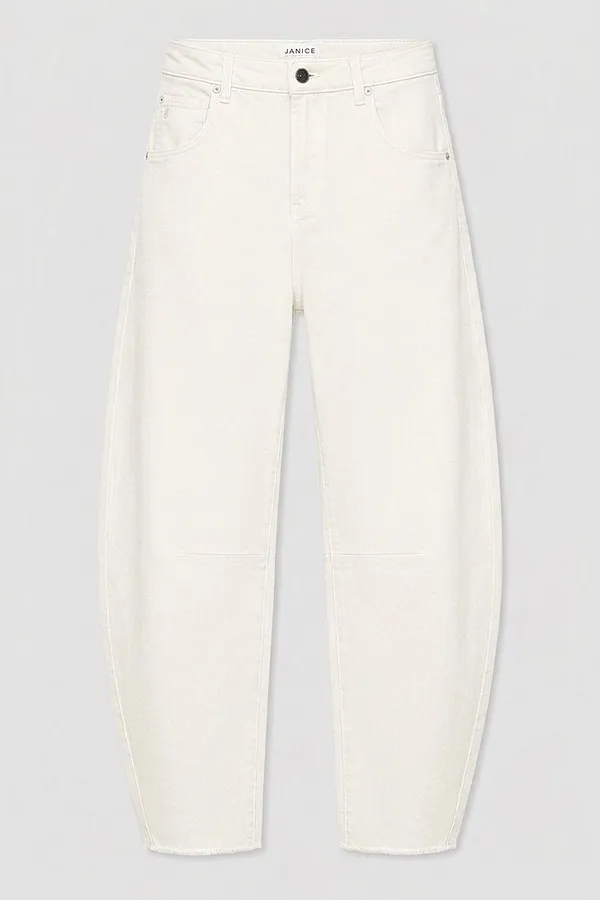 Barrel Jeans Dames Midrise Wit 183 Billy