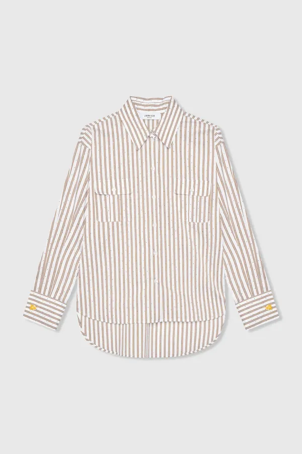 Dames Blouse Gestreept Bruin Ilan