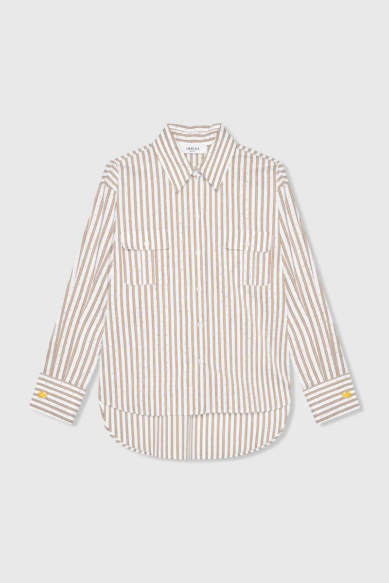 Dames Blouse Gestreept Bruin Ilan