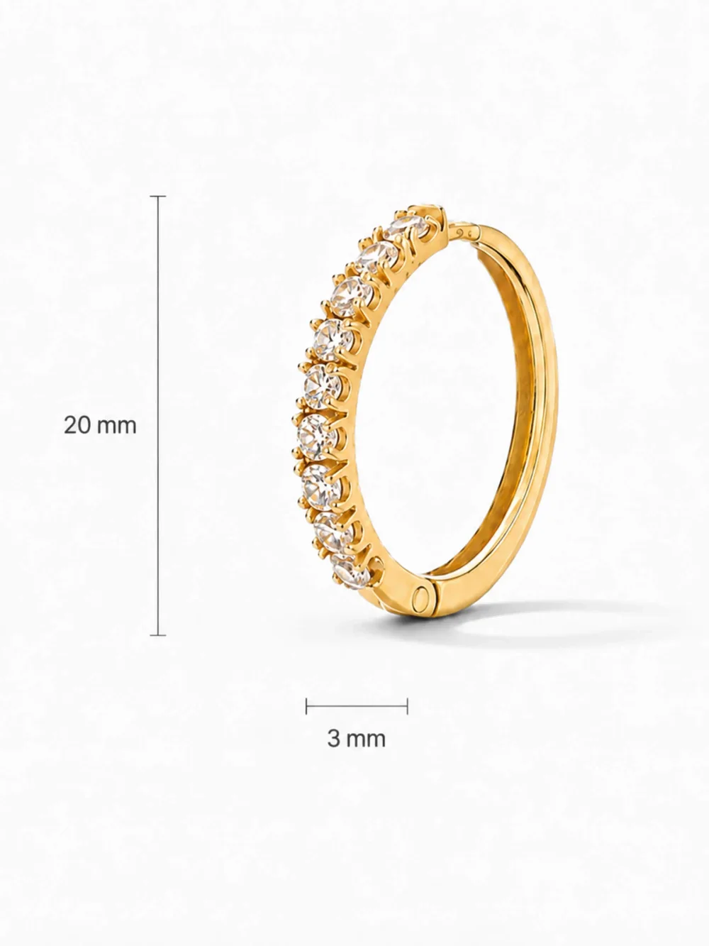 Gouden Oorbellen Huggy Loops Zirkonia Copain Medium
