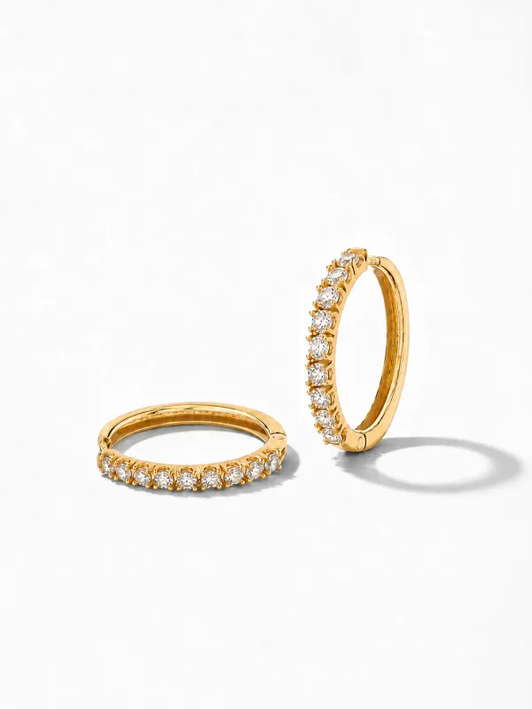 Gouden Oorbellen Huggy Loops Zirkonia Copain Small