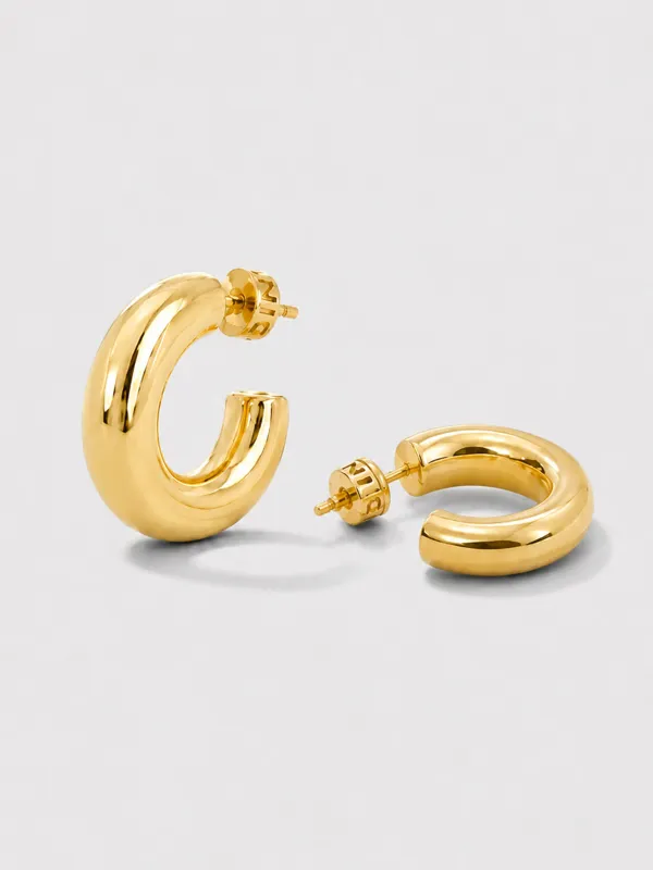 Gouden Oorbellen Creolen Chunky Hoops Hudson Large