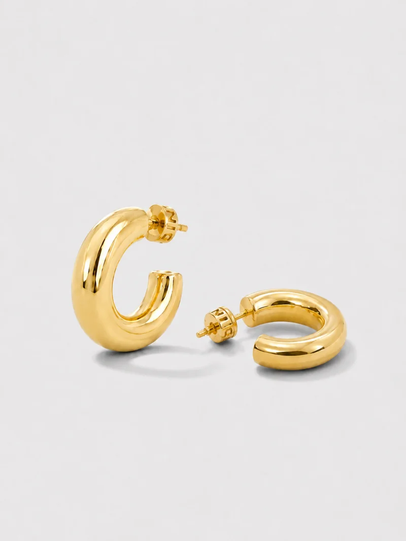 Gouden Oorbellen Creolen Chunky Hoops Hudson Medium