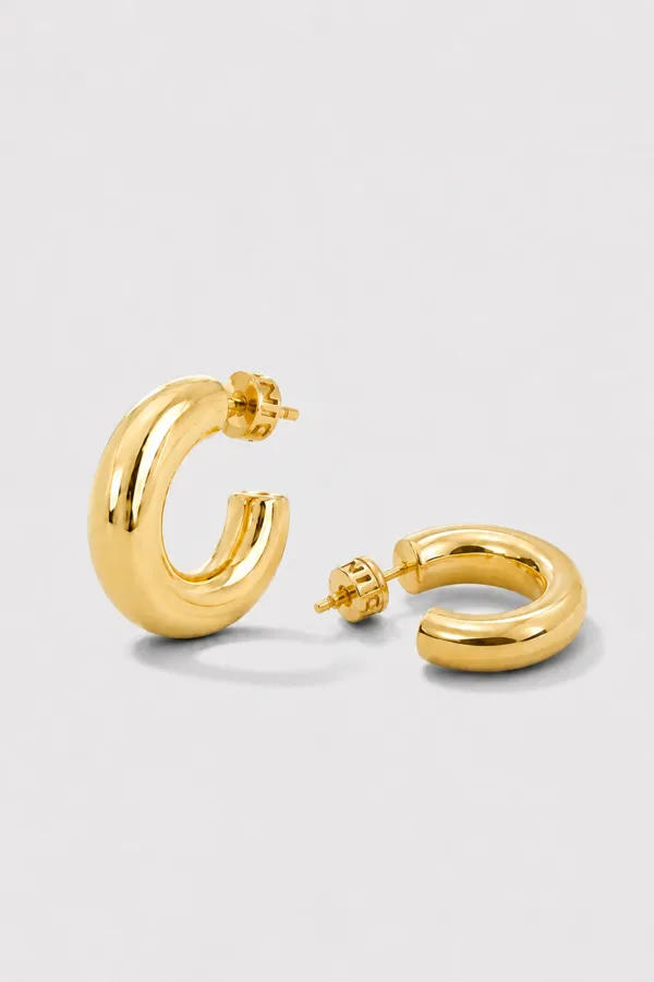 Gouden Oorbellen Creolen Chunky Hoops Hudson Medium