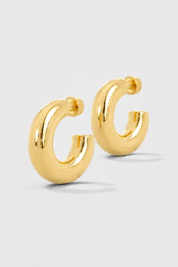 Gouden Oorbellen Creolen Chunky Hoops Hudson Medium