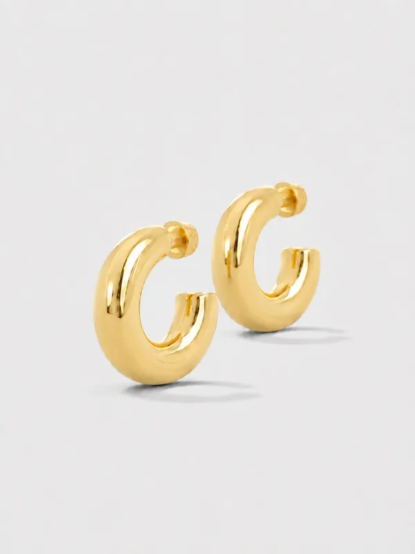Gouden Oorbellen Creolen Chunky Hoops Hudson Small