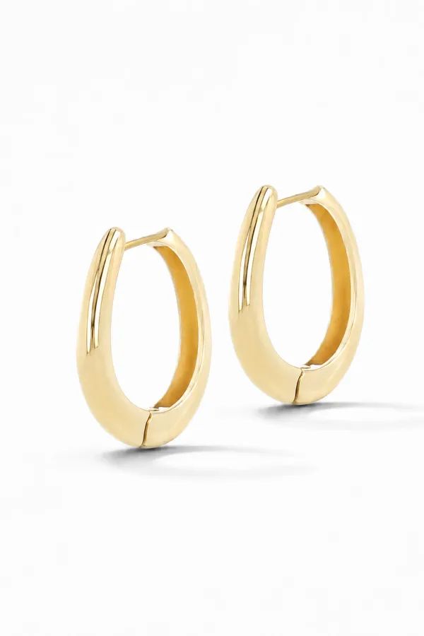 Gouden Oorbellen Logan Oval Linked Hoop Creolen Large